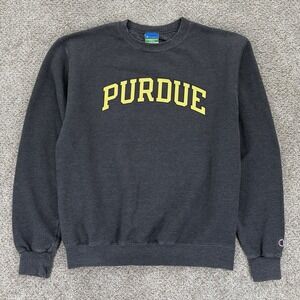 Champion Charcoal Gray Purdue Crewneck Sweatshirt with Yellow Logo